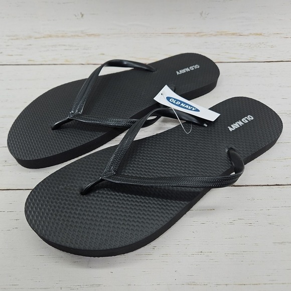 Old Navy Classic Womens Size 10 Black Flip Flops Thong Sandals Summer Beach Pool - Picture 1 of 8